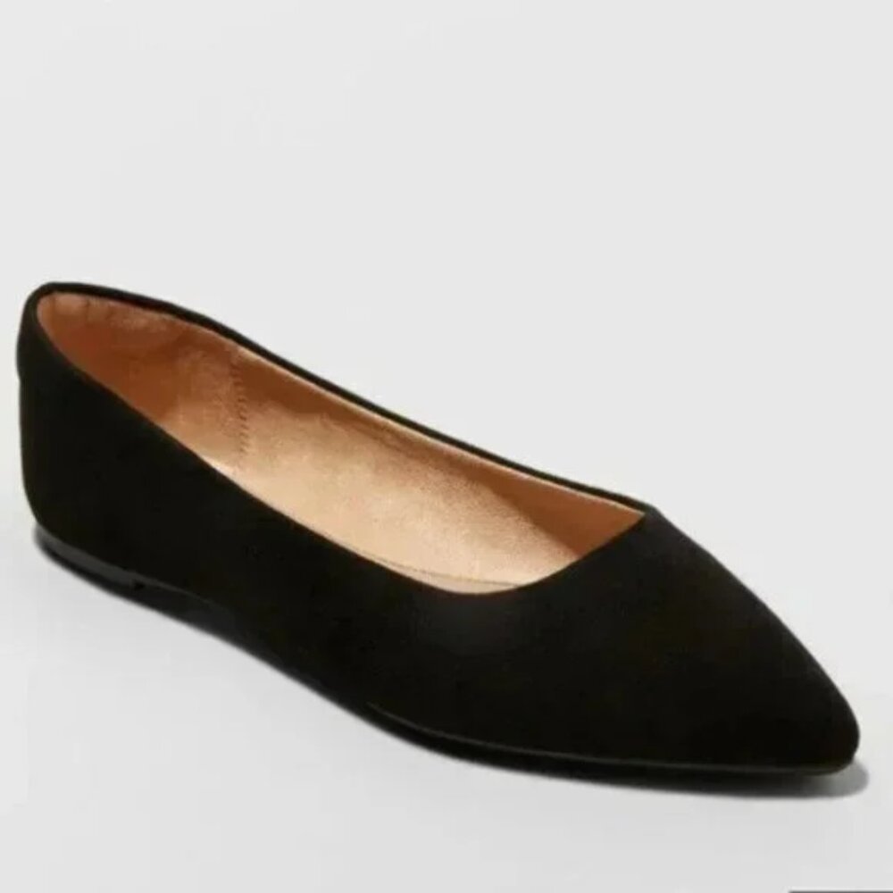 Black Pointed Ballet Flats Size 8